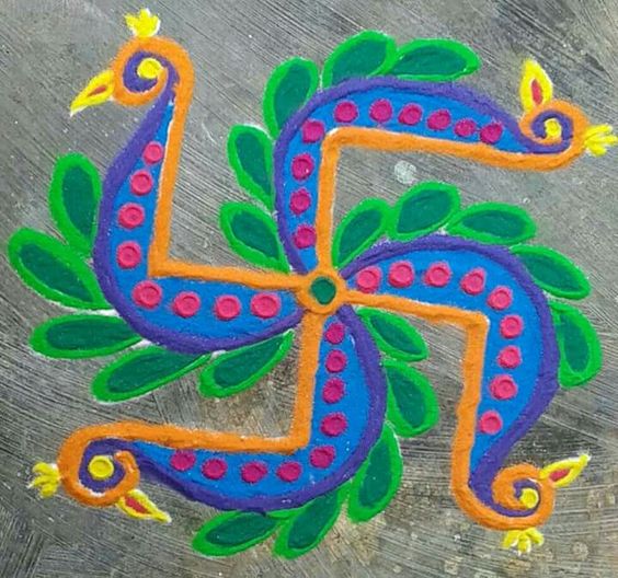 Simple Peacock Rangoli