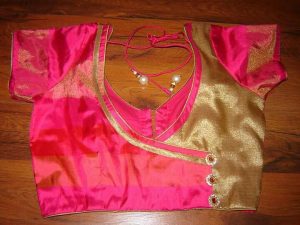 15. Pink Blouse with coat model golden patch work