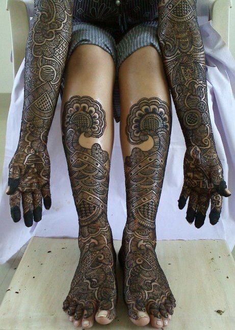 24 Drums and flowers bridal Full hand and feet Mehndi