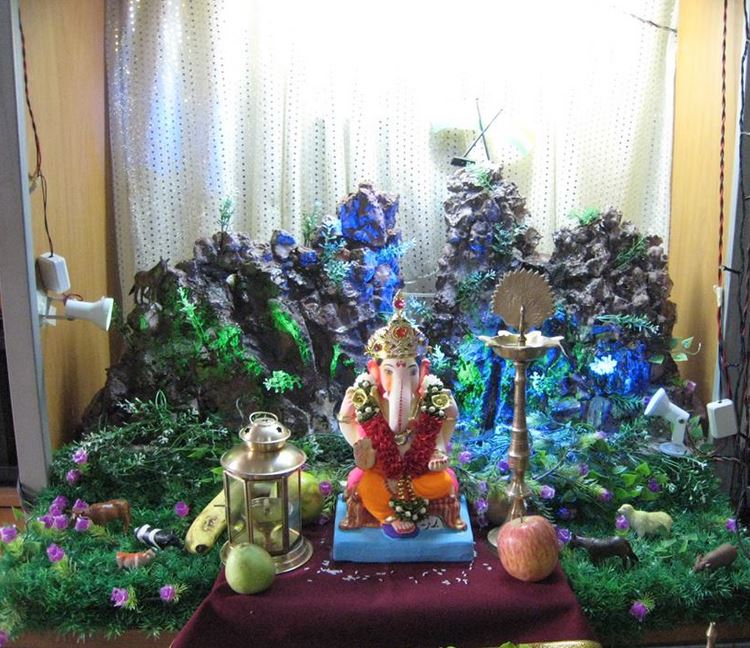 Ganesha decorated with Natural waterfall theme