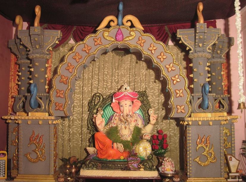 Ganesha Decoration with thermocol  mandapam