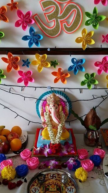  Colorful Paper flower ganesh decoration