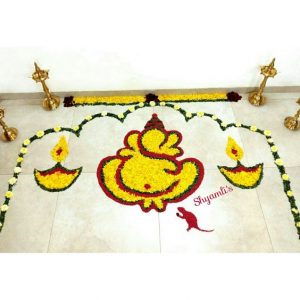 Ganesh rangoli with SunFlower
