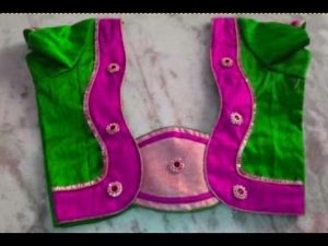 33. Green blouse with violet patch work