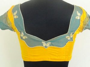 39. Yellow Blouse with Ash patch work