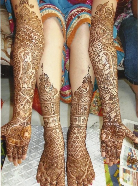 4. Full hand and legs traditional bridal mehndi