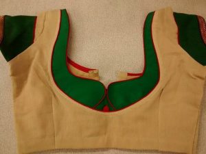 4. Sandal blouse with Green Patch work