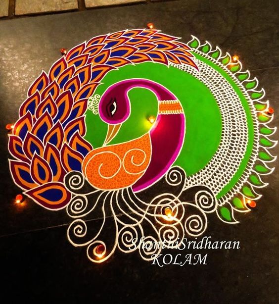 Spiral Peacock Rangoli