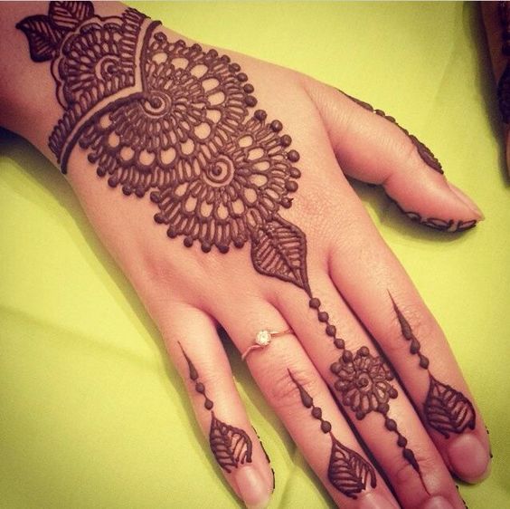 10. Curves and dots back henna design