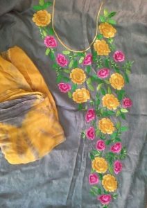 18. Grey top with pink and yellow Flower Embroidery design