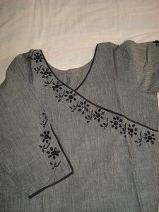 22. Grey top with Black Embroidery design