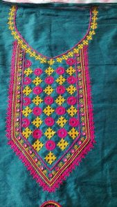 25.Green top with pink Embroidery and mirror work