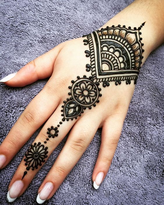 29.Middle finger back henna design