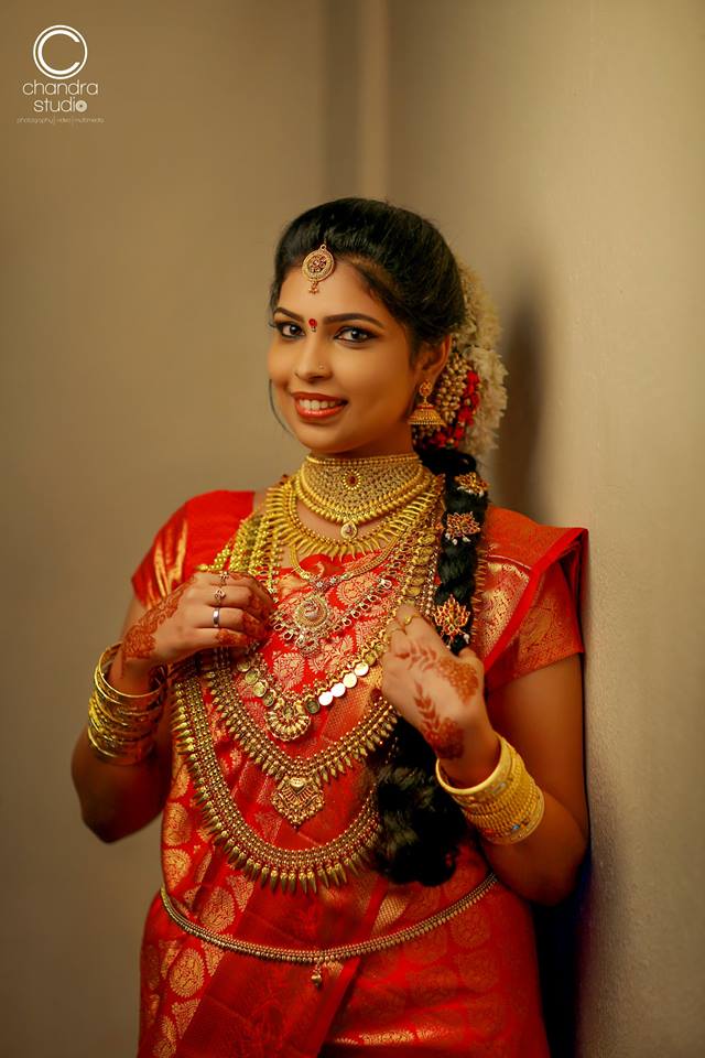 34.Red silk saree for kerala bride