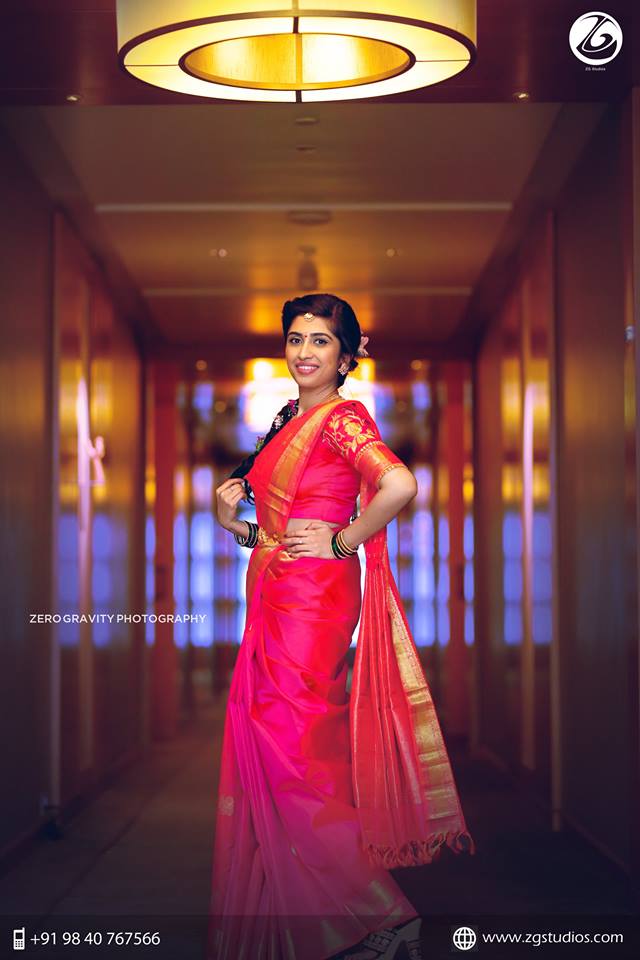 40.Red silk saree with Embroidery Blouse