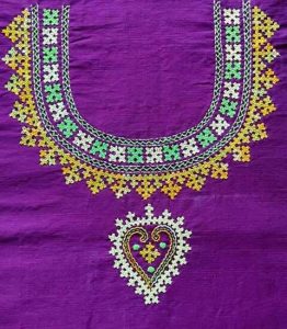6. Violet Top with yellow, Green and white Embroidery design