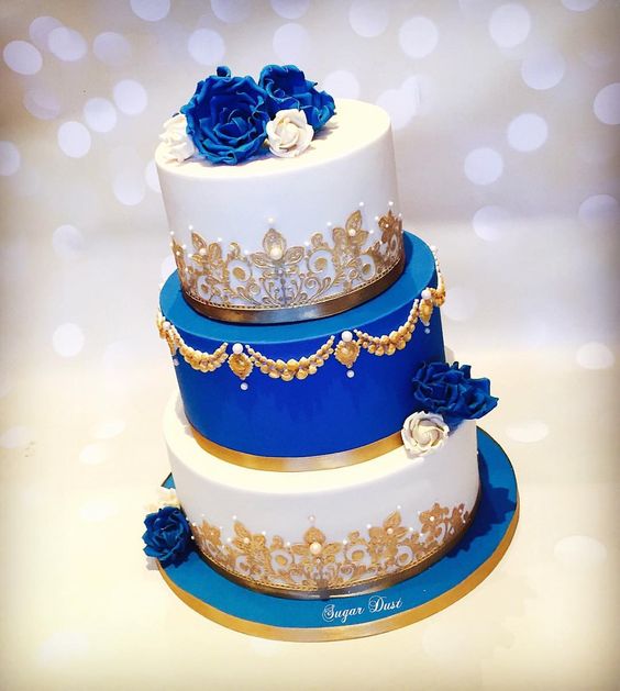 25.Lovely Royal Blue Wedding cake