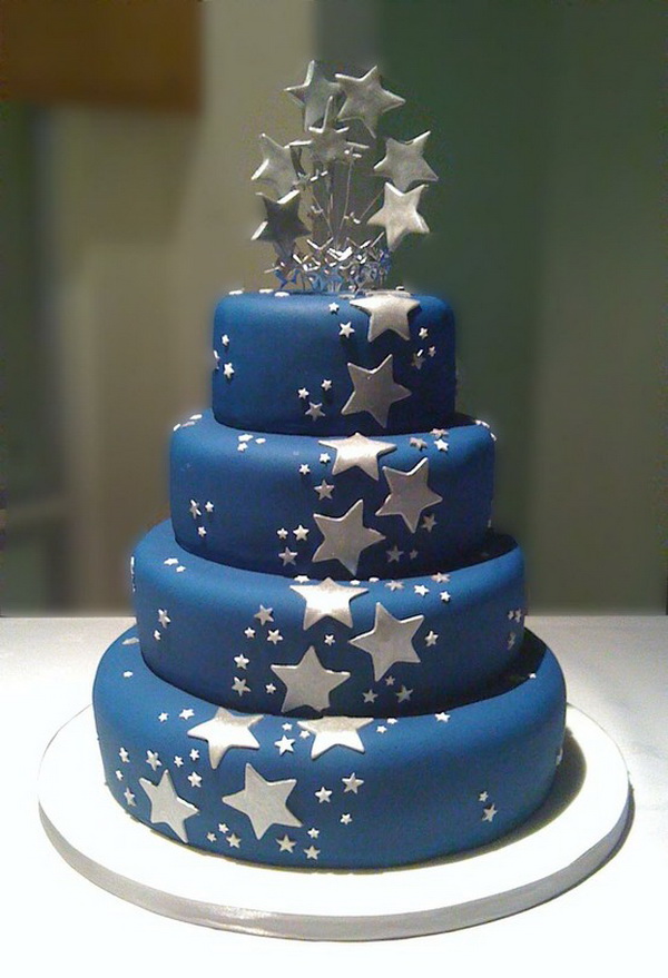 27.Blue Roses Wedding Cake