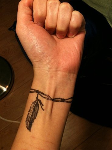 38.Feather Bracelet Tattoo