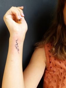 55.Small Leaf and Flowers Tattoo