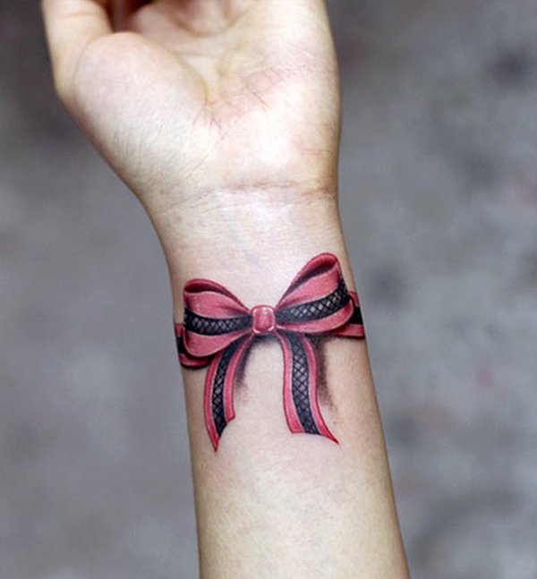 67.Red and Black Bow Tattoo
