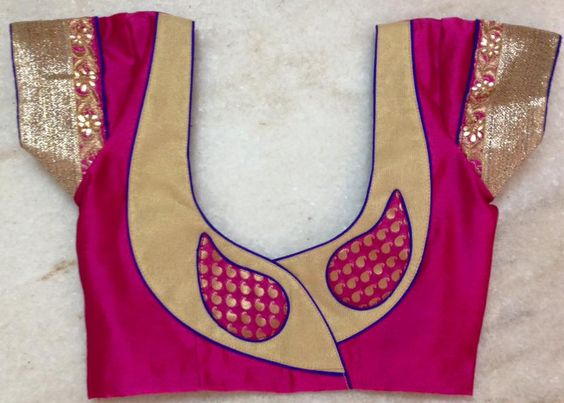 36.Pink with gold Work Blouse