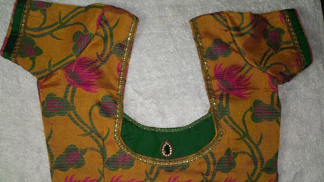 4.Simple Green patch work blouse 
