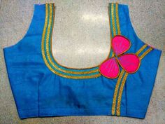 42.Blue blouse with flower 