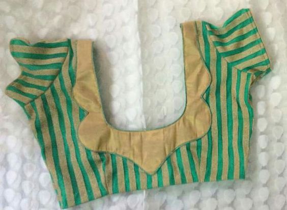 46.Green Stripe blouse with simple work