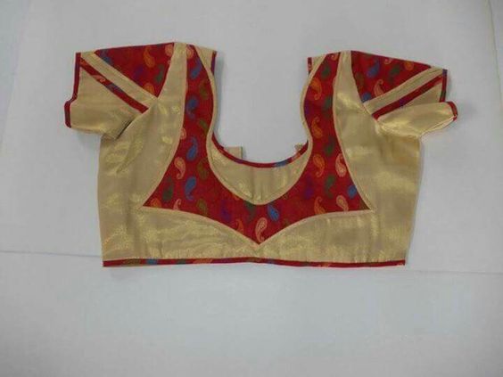 48.Golden blouse with Red work