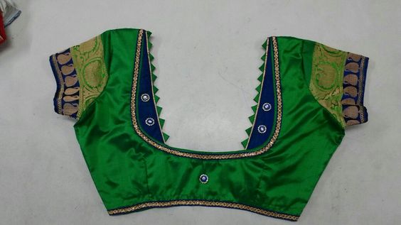 50.Green blouse with Royal blue work