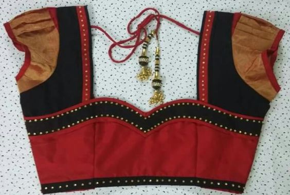 56.Red Blouse with Black Work
