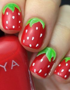 11.Strawberry Nail art
