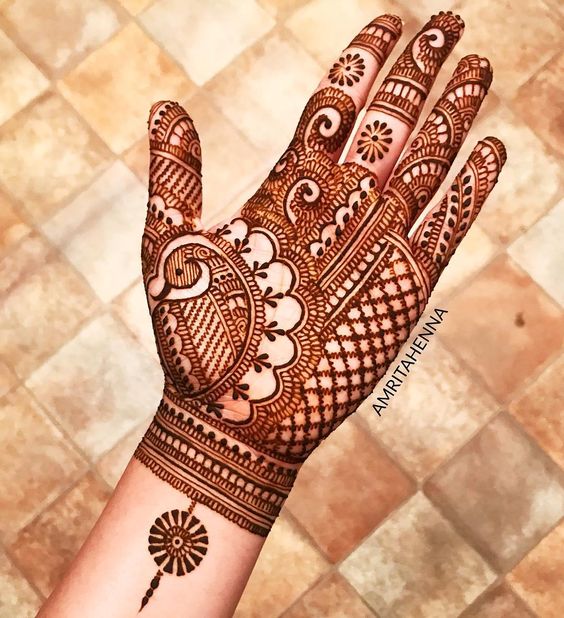 34.Full Hand Peacock Mehndi Design 