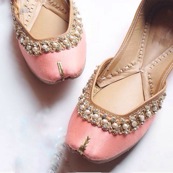 Pink Shoe with Pearl and stone work