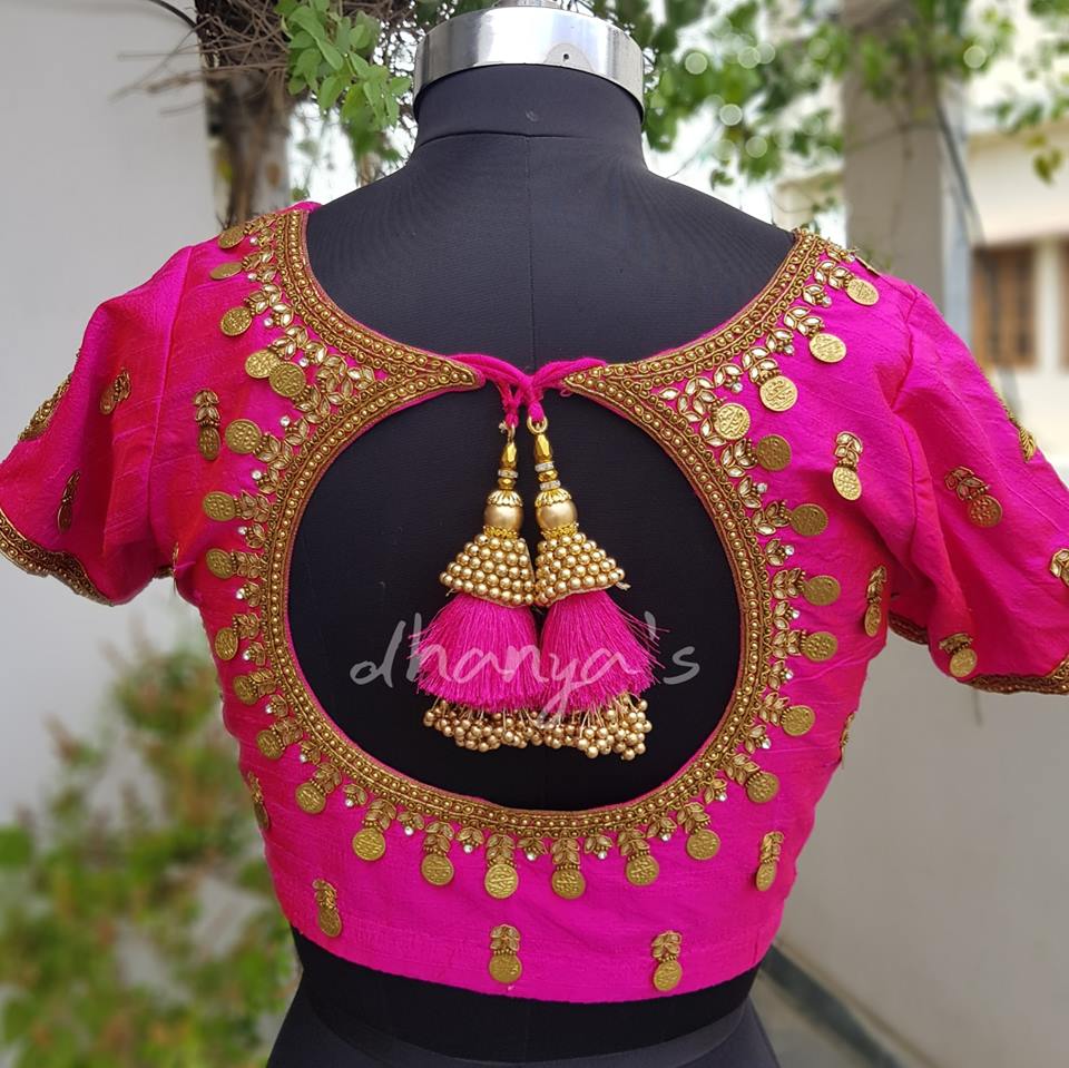 Pink Kasu Work Blouse design