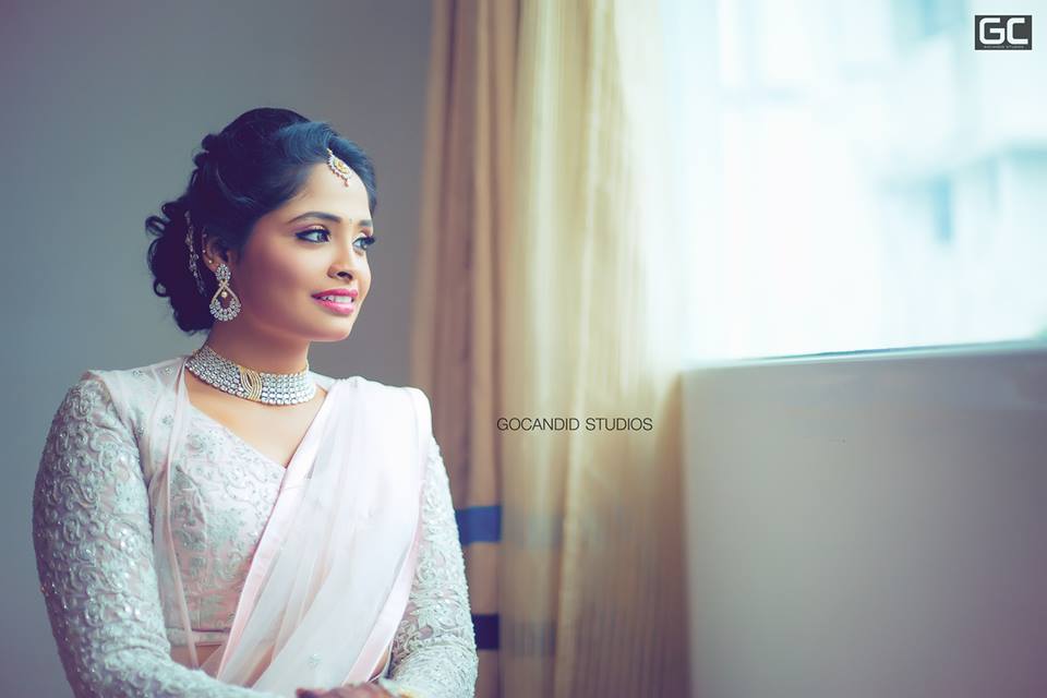 Pretty bride in white outfit 