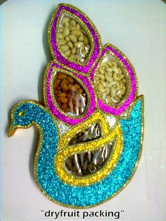 Dry Fruit Packing with Peacock design