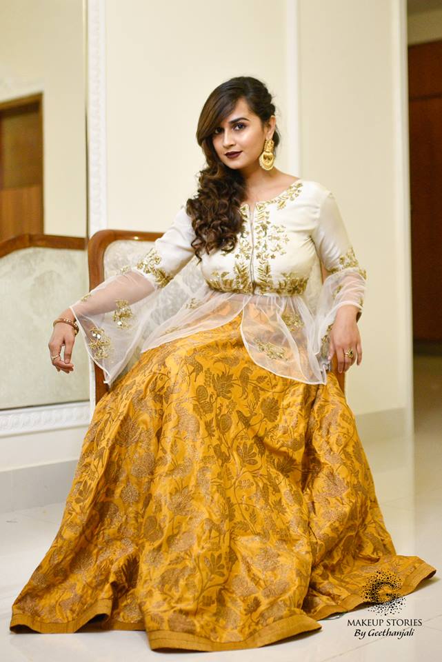 Gold with white top Bridal Gown