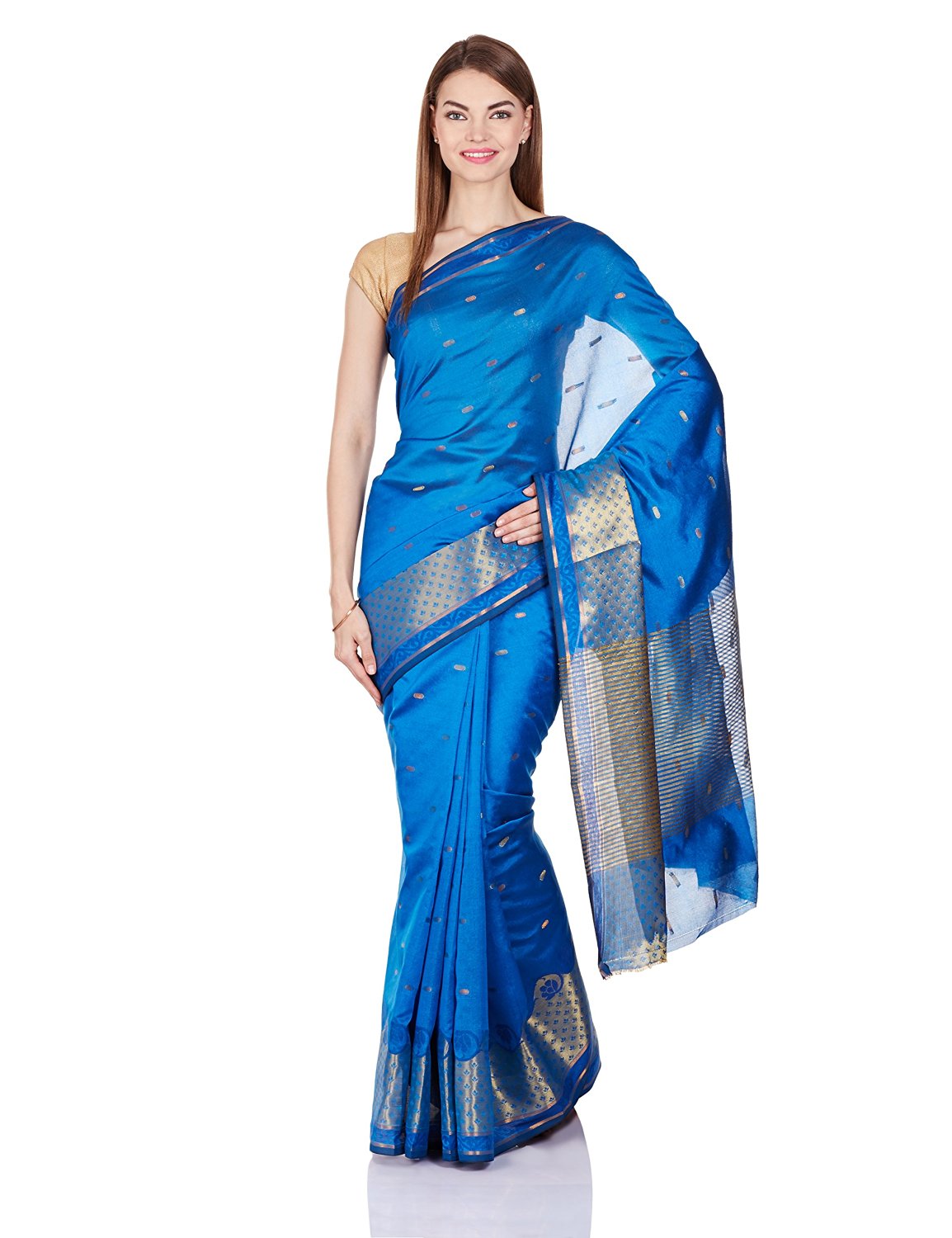 Blue Faux Banarasi Silk Saree
