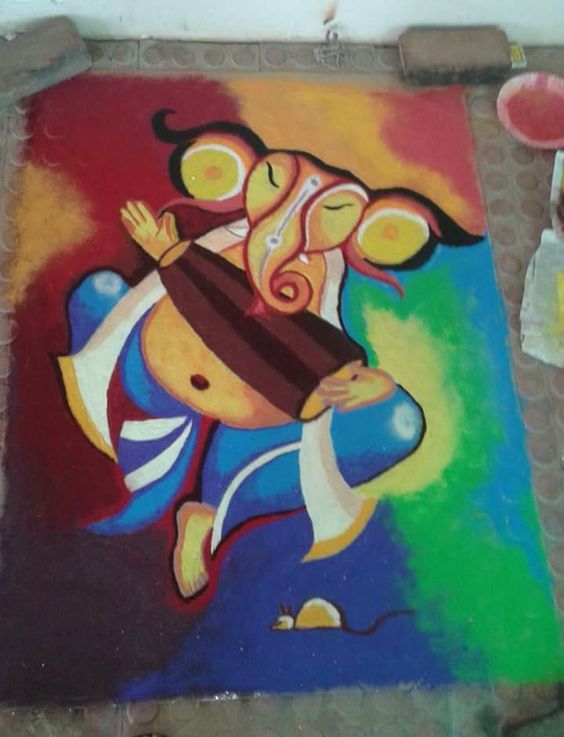 Miruthang Ganesha in rangoli