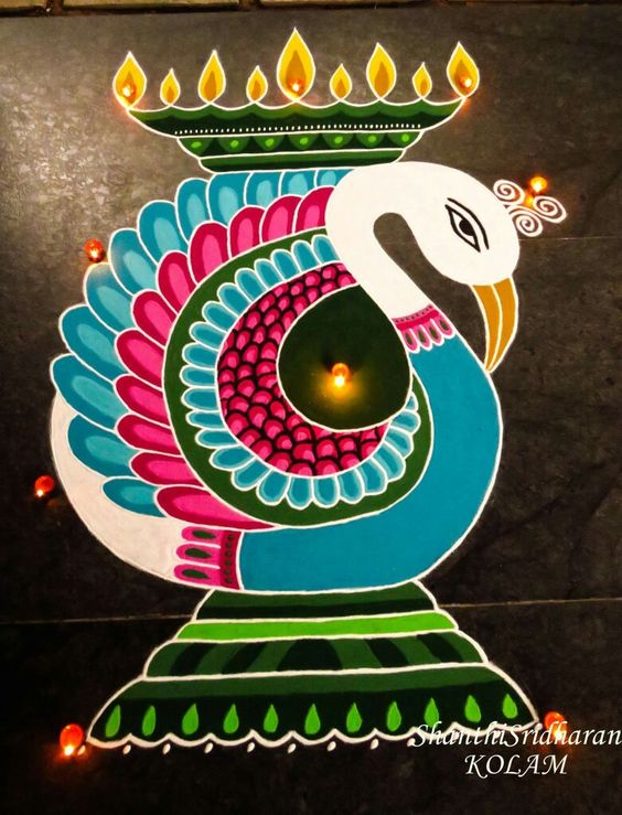 White Peacock in diya