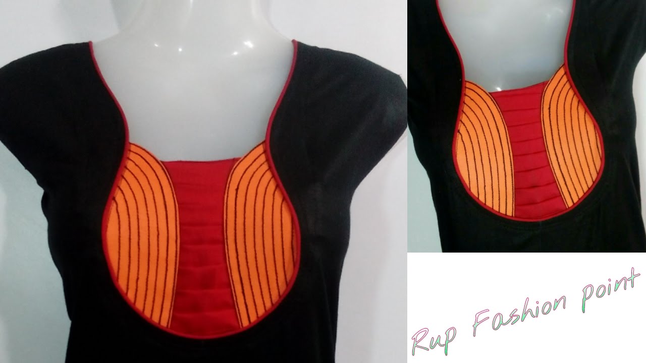 19. Black blouse with Orange and Red patch work
