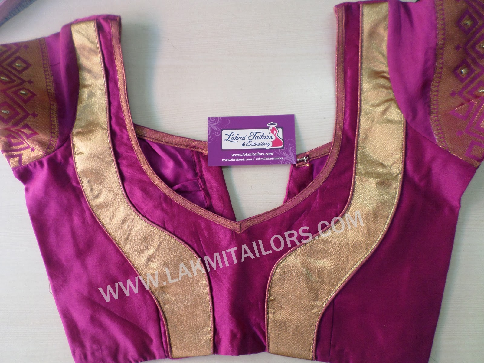 2.Purple Blouse with Zari color Patch work