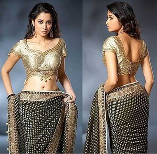 Golden Designer saree blouse