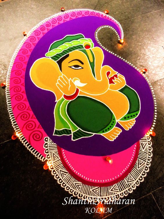 Ganesha in Mango Design rangoli