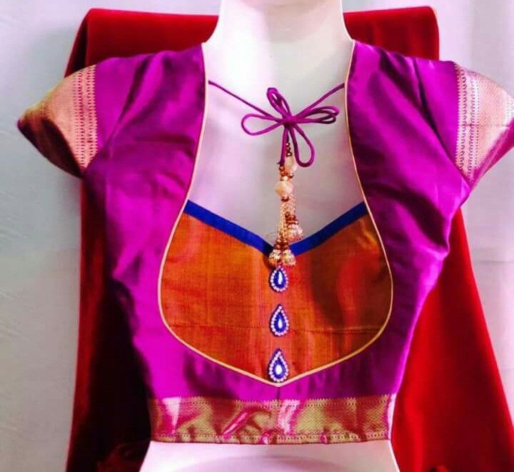 23. Violet blouse with orange patch work