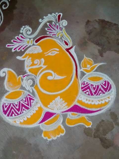 Simple yellow with pink Ganesha