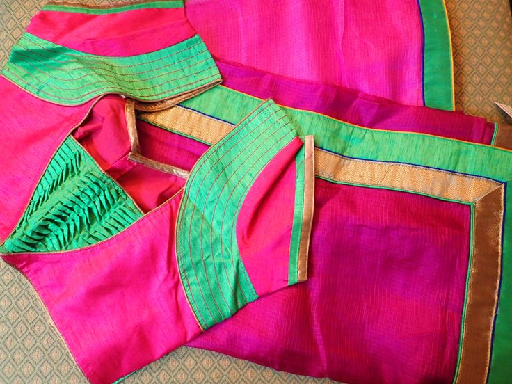 35. Pink Blouse with Green new patch work