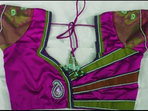 37. Violet Blouse with green and red patch work